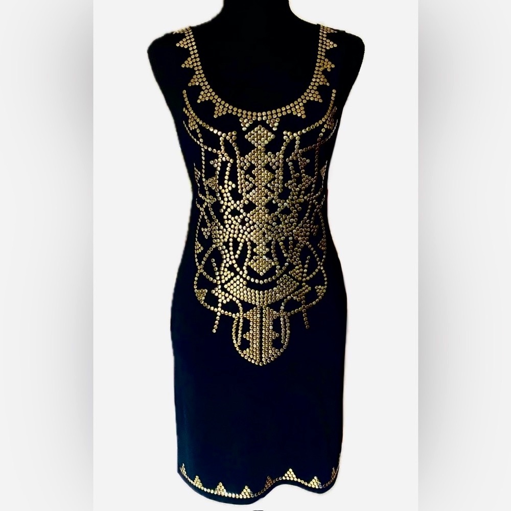 Black and Gold Bodycon Party Dress Gatsby Backless